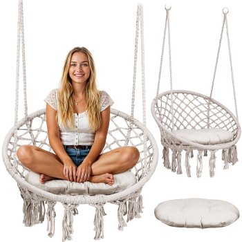 Sofotel Boho pakabinama kėdė-hamakas, smėlio spalvos