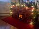 Decorative LED Fireplace Lantern with Moving Flame Effect, Black
