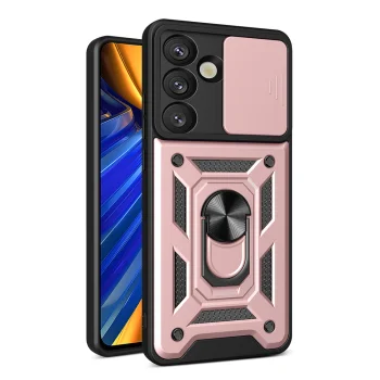 „Hybrid Armor Camshield“ dėklas, skirtas Samsung Galaxy S25, rožinis