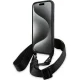 BMW iPhone 15 Plus / 14 Plus dėklas M Edition Carbon Tricolor Lines & Strap, juodas