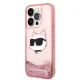 Karl Lagerfeld dėklas iPhone 14 Pro telefonui Liquid Glitter Choupette, rožinis