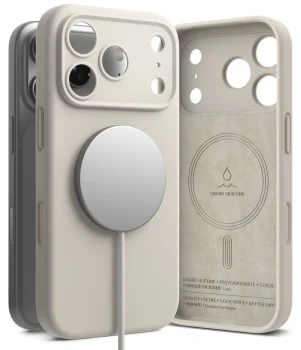Ringke Silicone MagSafe dėklas telefonui Apple iPhone 18 Pro Max, smėlio
