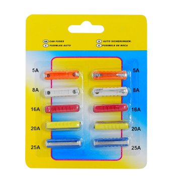 Automobiliniai cilindriniai saugikliai LTC, 10 vnt.