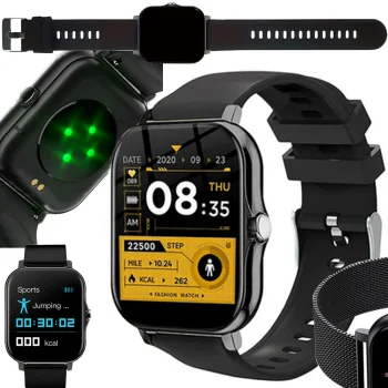 Smartwatch with Rubber Strap and Bluetooth Calling, Black