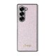 Guess 4G Glitter Script dėklas, skirtas Samsung Galaxy Z Fold 6, rožinis