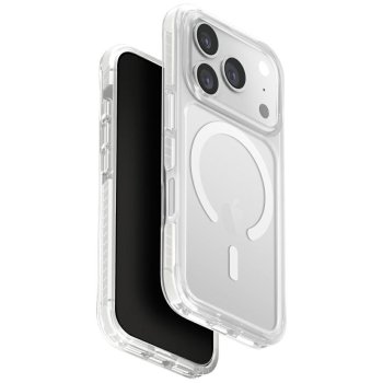 Uniq Combat Magclick dėklas su įkrovimu iPhone 17 Pro telefonui, baltas
