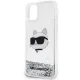 Karl Lagerfeld iPhone 11 / XR dėklas Liquid Glitter Choupette Head, sidabrinis