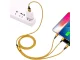 USB laidas 3in1 Type-C / Micro USB / Lightning 1,2 m 2.1A, auksinis