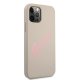 Guess iPhone 12 / 12 Pro Case Silicone Vintage Script, Gray Pink