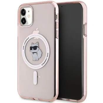 Karl Lagerfeld dėklas iPhone 11 / XR IML Choupette MagSafe, rožinis