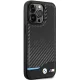 BMW Leather Carbon dėklas iPhone 13 Pro / 13 telefonui, juodas
