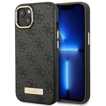 Guess 4G Logo Plate MagSafe dėklas iPhone 14 Plus, juodas
