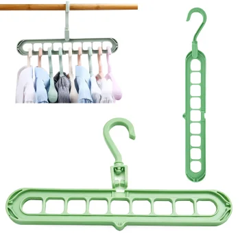 Multifunctional wardrobe hanger organizer, 2 pcs, green
