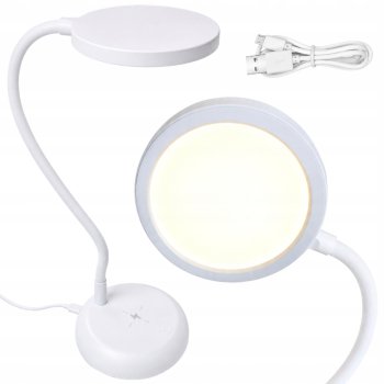 Lankstus stalinis LED šviestuvas su jutikliniu valdymu ir USB-C, baltas