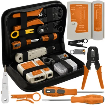 Bigstren 25835 Network Cable Tester and Tool Kit, Black/Orange