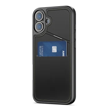 Dux Ducis Rafi II Mag dėklas telefonui iPhone 16 su MagSafe ir stovu, juodas