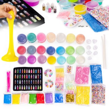DIY Slime Making Kit for Kids 113-Piece Set with Modeling Clay and Add-Ins