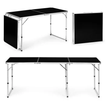 Sulankstomas turistinis stalas Multigarden, 180x60 cm, juodas
