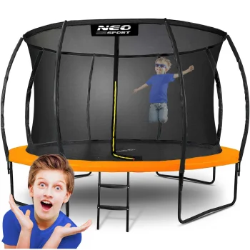 Neo-Sport NS-12C201 sodo batutas su vidiniu tinklu 374 cm (12ft), oranžinis