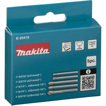 Makita E-25410 grąžtų stiklui ir plytelėms rinkinys, 5 vnt.
