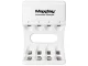 Maxday 704A2 AA/AAA baterijų įkroviklis su USB-C, 4 lizdai, baltas