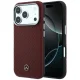 Mercedes Leather Semi Wrap Wood Effect MagSafe dėklas iPhone 17/18 Pro Max, bordo