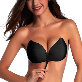Klijuojama push-up liemenėlė be petnešėlių, A dydis, juoda