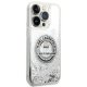 Karl Lagerfeld Liquid Glitter RSG dėklas, skirtas iPhone 14 Pro, sidabrinis