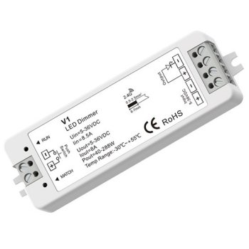 V1 vienos spalvos LED valdiklis Skydance 5-36V 8A Push-Dim RF 2.4GHz