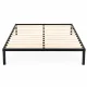 Metalinė lova ModernHome 190x200 cm su medinėmis grotelėmis, juoda