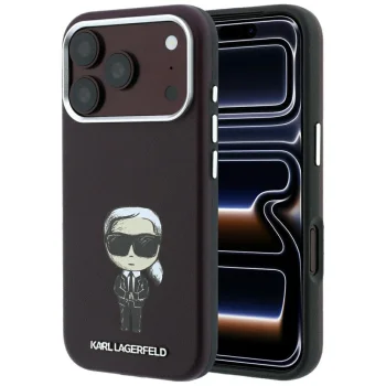 Karl Lagerfeld Smooth Ikonik Sketch MagSafe dėklas iPhone 18 Pro Max / 17 Pro Max, bordo