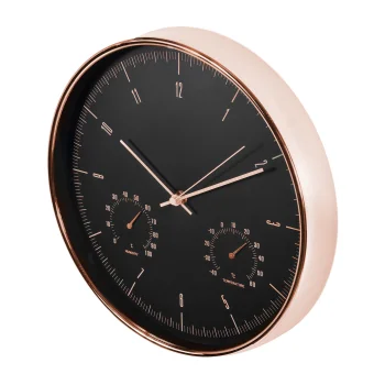 Centrumelektroniki Wall Clock with Thermometer and Hygrometer, 30 cm, Gold