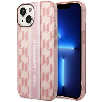 Karl Lagerfeld Mono Vertical Stripe dėklas, skirtas iPhone 14 Plus, rožinis