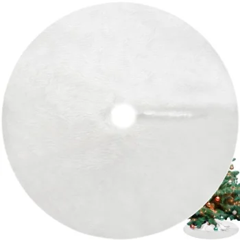 Ruhhy Christmas Tree Skirt Mat, 90 cm, White