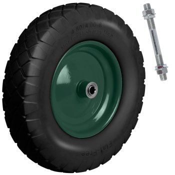 Humberg 4884 Tubeless Wheelbarrow Wheel 4.00-8, Black/Green