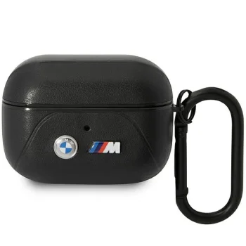 BMW Leather Curved Line dėklas AirPods Pro ausinėms, juodas