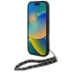 Karl Lagerfeld dėklas iPhone 16 Pro Max su grandinėle ir kristalais, juodas
