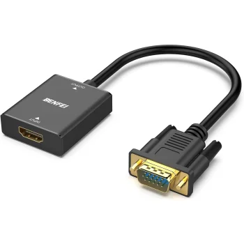 Benfei HDMI į VGA vienkryptis adapteris su 3.5mm garso jungtimi, juodas