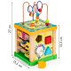 Wooden activity cube ECOTOYS with sorter, bead maze and chalkboard