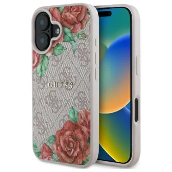 Guess Case for iPhone 16 6.1" 4G Flowers Print MagSafe, Pink