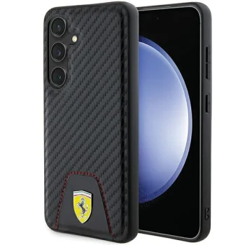 Ferrari dėklas Samsung Galaxy S24 telefonui Carbon Stitched Bottom, juodas