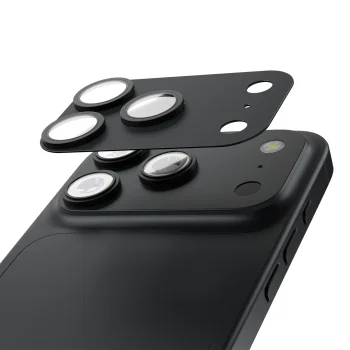Kameros apsauginis stiklas su aliuminio rėmeliu Etteri iPhone 18 Pro Max, tamsiai pilkas