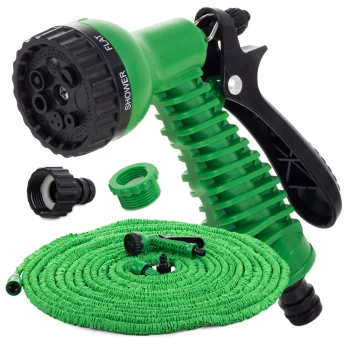 Expandable Garden Hose with Spray Gun, 20-60m, Green