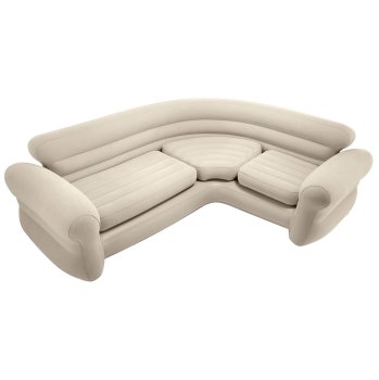 Pripučiama kampinė sofa Intex 132896, 4 vietų, 257x203x76 cm, smėlio spalvos