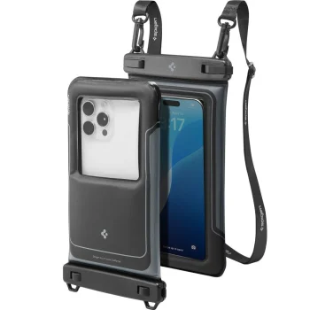 Spigen A611P vandeniui atsparūs telefono dėklai (2 vnt.), matinė juoda
