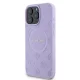 Guess Saffiano Peony Classic Logo MagSafe dėklas iPhone 16 Pro, violetinis