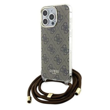 Guess iPhone 15 Pro Max Case Crossbody Cord 4G Print, Brown