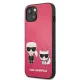 Karl Lagerfeld dėklas iPhone 13 mini Ikonik Karl & Choupette, fuksijų spalvos