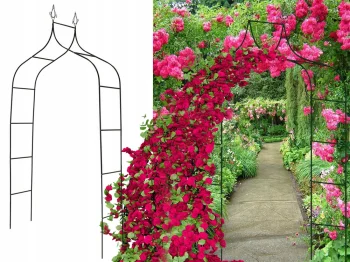 Metalinė sodo pergola ir augalų atrama (265 cm, Tamsiai žalia)