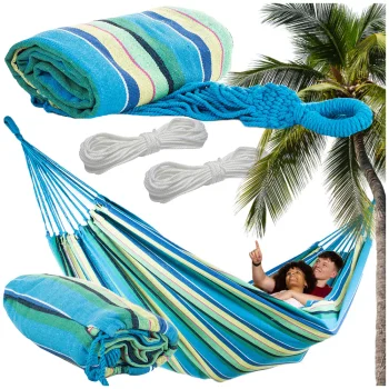 Double Garden Hammock XXL with Bag, 200 x 150 cm, Striped